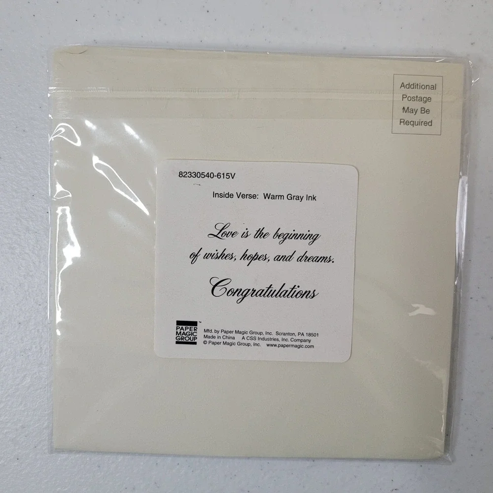 Paper Magic Group Wedding Greeting Card Cream Bells Ribbon Rhinestones 6X6‎